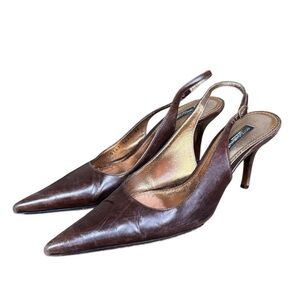 Y2k Dolce and Gabbana office siren diva brown leather sling back heels size 37